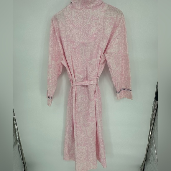 Women’s Large Pink Paisley Women's Robe 100% Cotton Spring Summer Lightweight - Picture 5 of 6